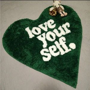 Love yourself Rug Green and white Y2k rug cool rug Green Tufting Heart rug